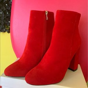 Red heeled booties